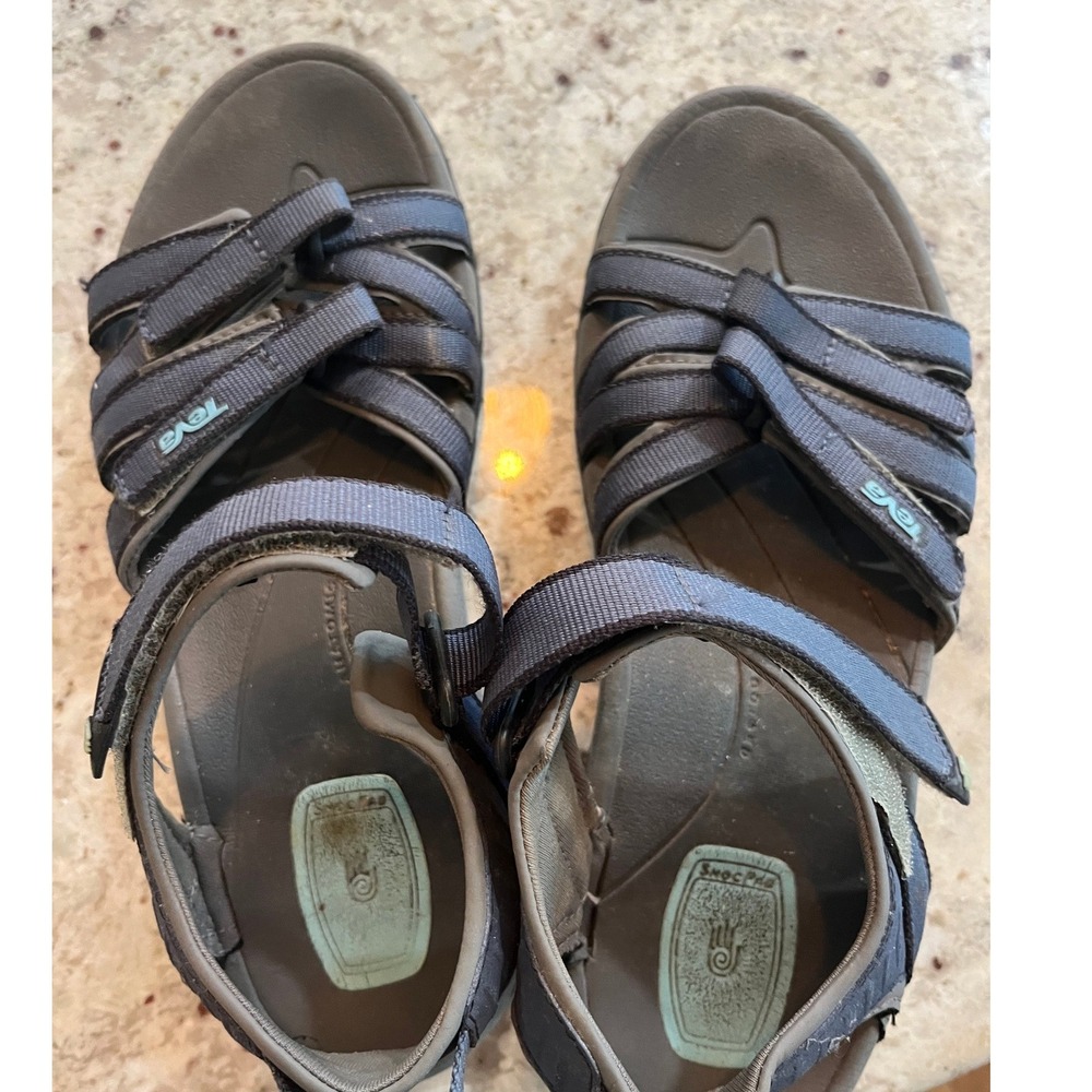 Teva Tirra Women 8 Gray Blue Multi Strap Hiking Water Sandals 4266